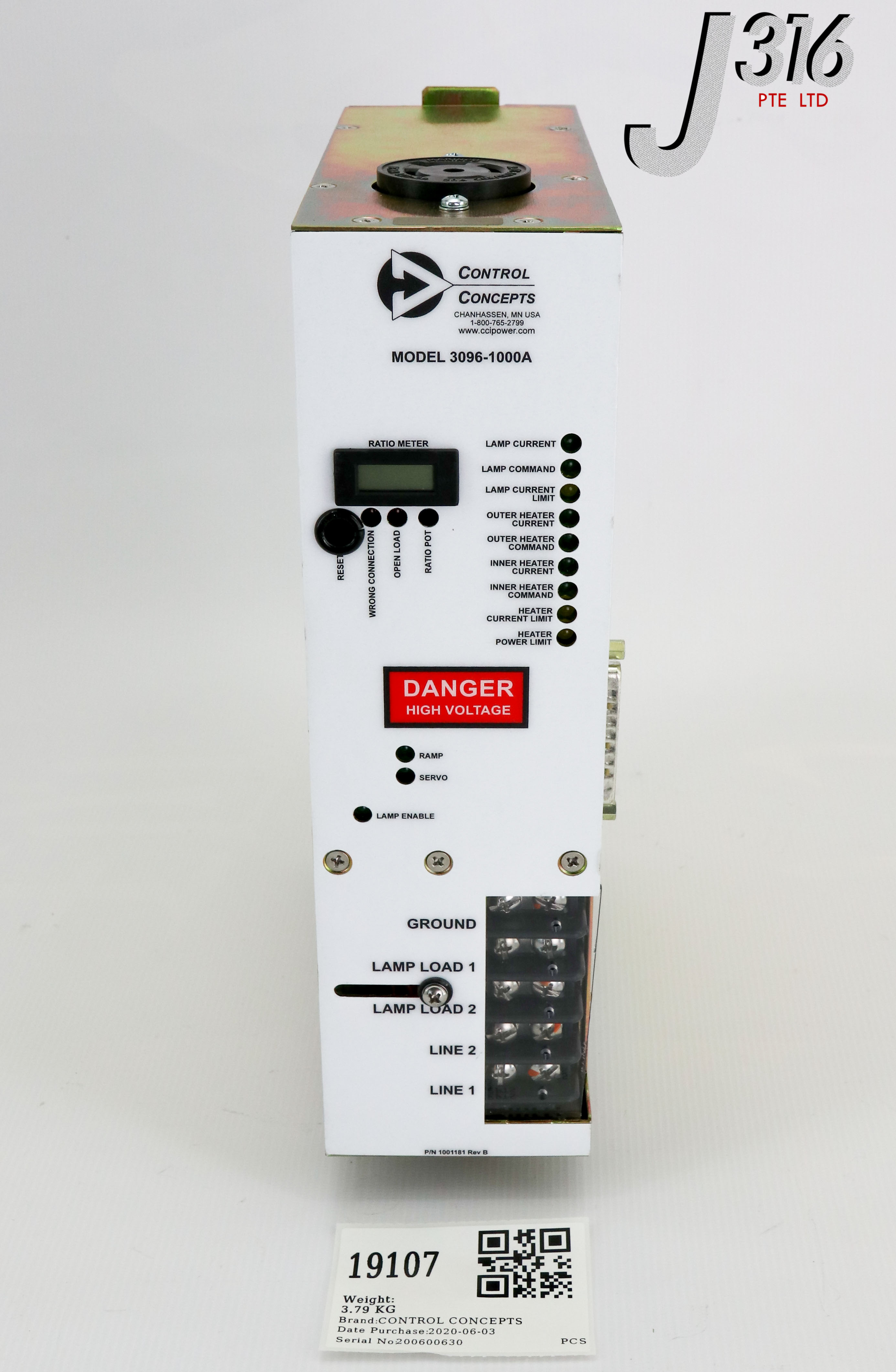 バイイー 19107 CONTROL CONCEPTS SCR POWER CONTROLLER, AMAT 0190-46113 3096